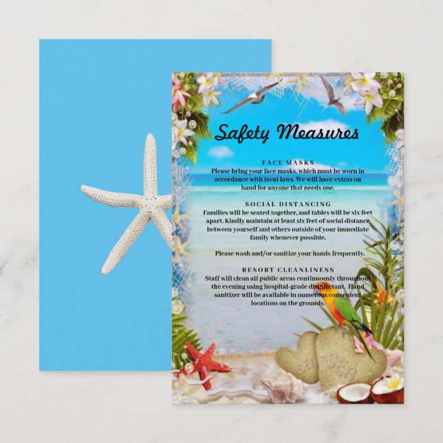 Carte D'accompagnement Mesures de sécurité florale des plages tropicales (Devant / Derrière)