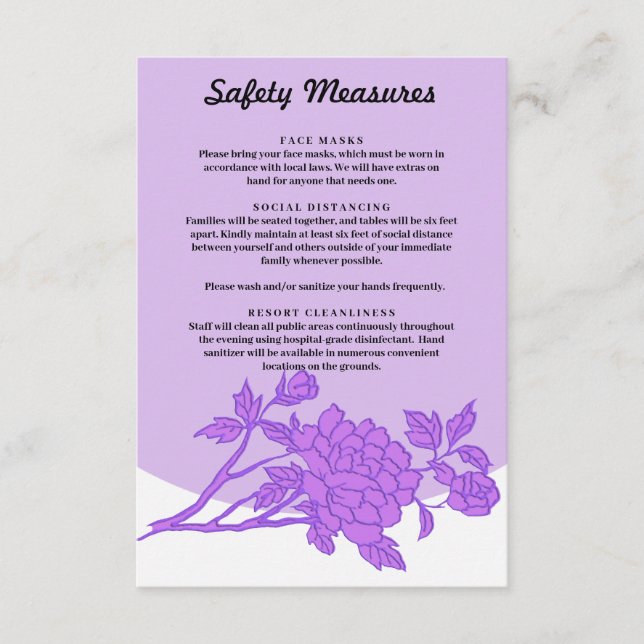 Carte D'accompagnement Mesures de sécurité florales pourpres chic (Devant)