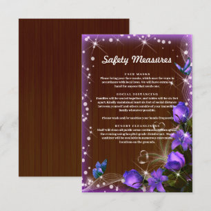 Carte D'accompagnement Mesures de sécurité florales violettes en bois som