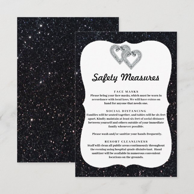 Carte D'accompagnement Mesures de sécurité pour cœurs en diamant à paille (Devant / Derrière)