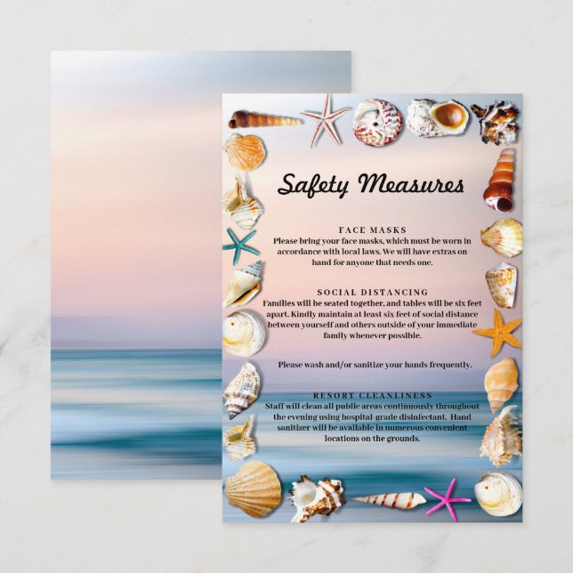 Carte D'accompagnement Mesures de sécurité pour les plages de sable tropi (Devant / Derrière)