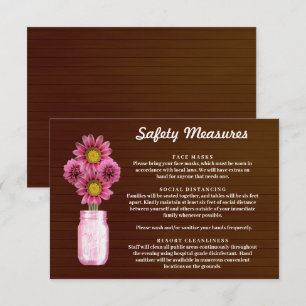 Carte D'accompagnement Mesures de sécurité pour pot Mason à fleurs rose r