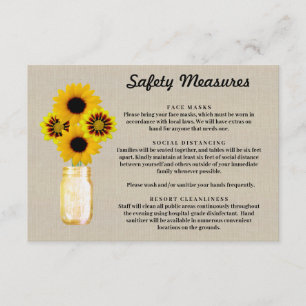 Carte D'accompagnement Mesures de sécurité pour pot Mason floral jaune en