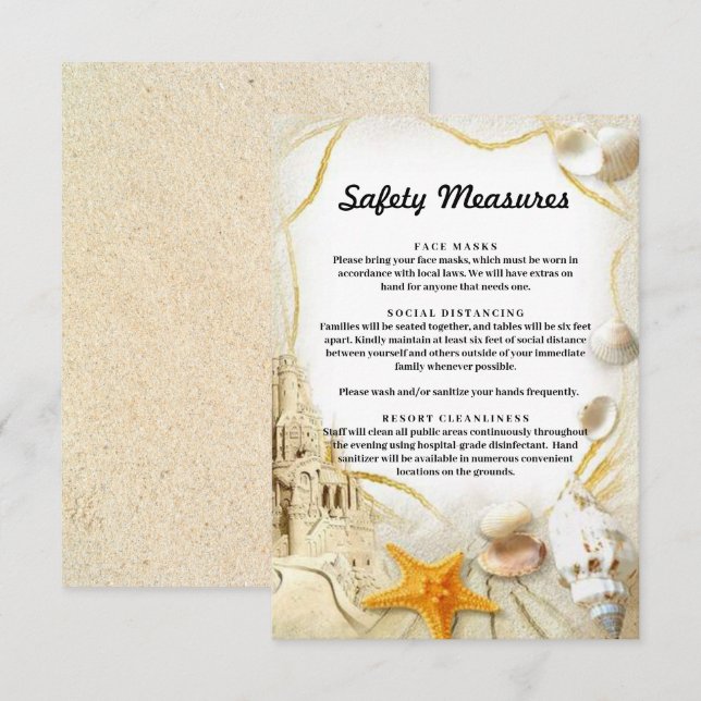 Carte D'accompagnement Mesures de sécurité pour un mariage au château de  (Devant / Derrière)