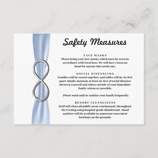 Carte D'accompagnement Mesures de sécurité Silver Infinity Ruban Bleu (Devant)