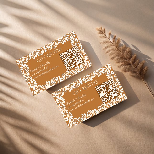 Carte D'accompagnement Mexique talavera terracotta qr registre cadeau (Mexican talavera terracotta qr gift registry enclosure card)