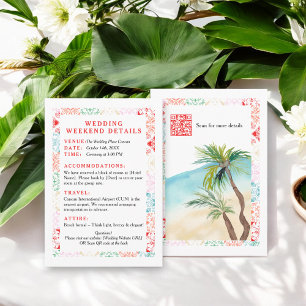 Carte D'accompagnement Mexique tropical QR destination détails de mariage