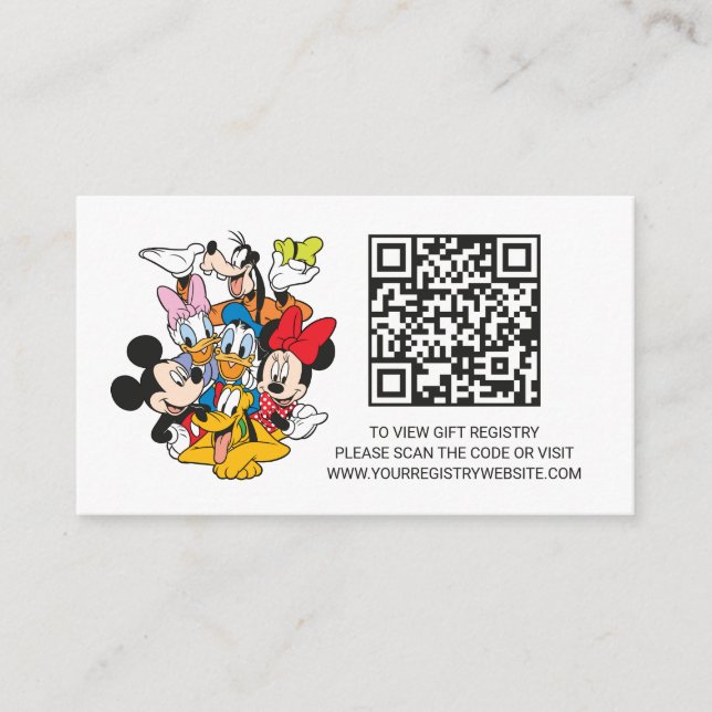 Carte D'accompagnement Mickey & Friends | Registre des cadeaux de Baby sh (Devant)