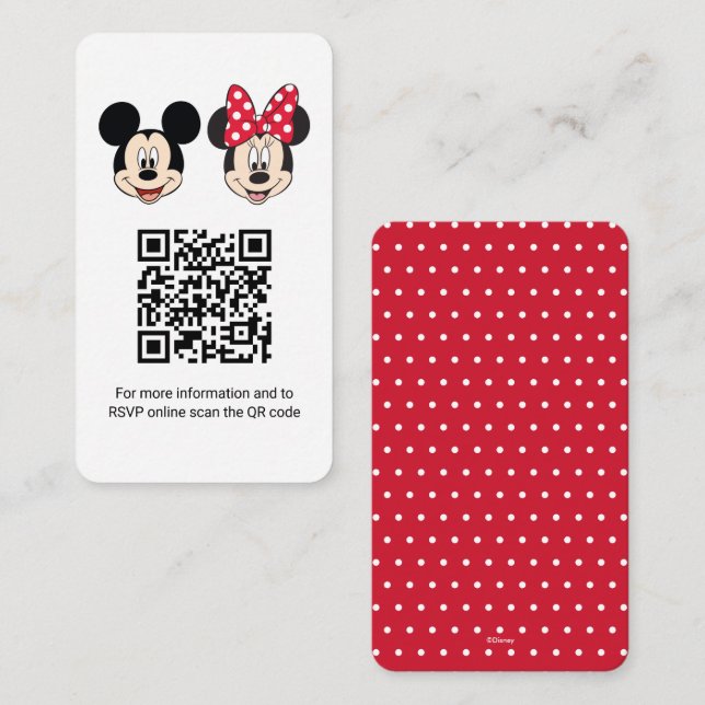 Carte D'accompagnement Mickey & Minnie | Registre des cadeaux pour révéla (Devant / Derrière)