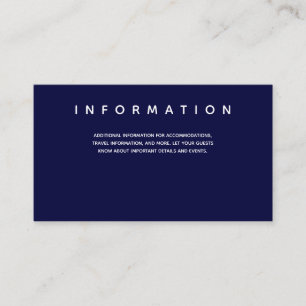 Carte D'accompagnement Micro Mariage bleu foncé Information de typographi