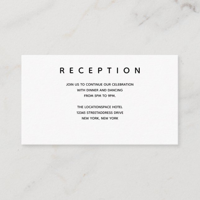 Carte D'accompagnement Micro Mariage Noir Blanc Petite Réception Info (Devant)