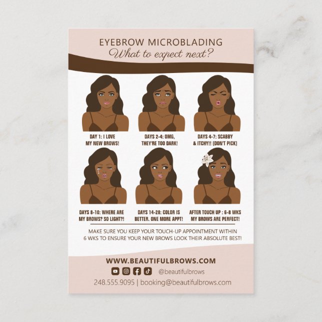 Carte D'accompagnement Microblading Brow Aftercare & Nomination Reminder (Dos)