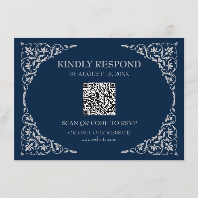 Carte D'accompagnement Midnight Blue QR RSVP Card (Devant)