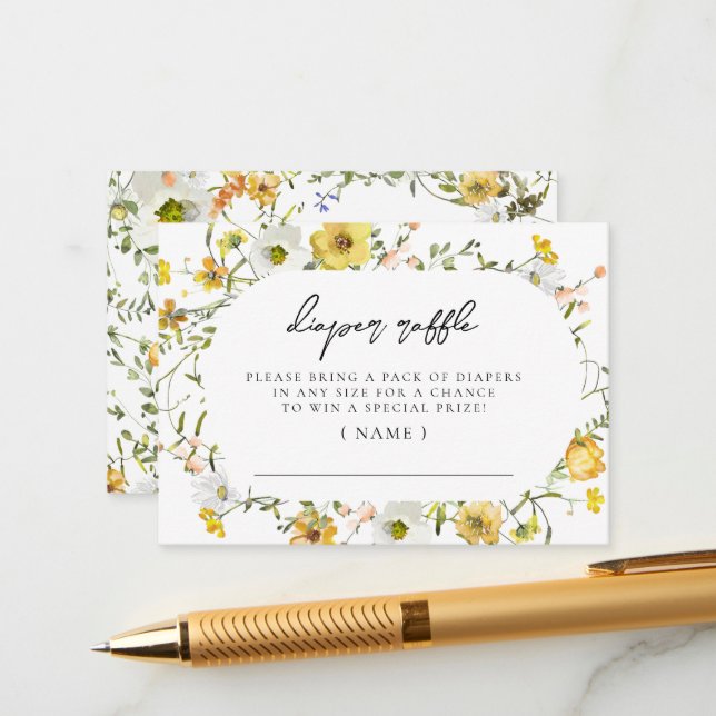 Carte D'accompagnement Miel Abeille Aquarelle Jaune Raffle de couches flo (Devant/Arrière en situation)