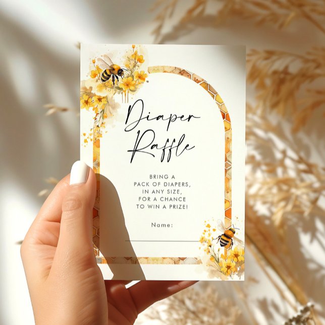 Carte D'accompagnement Miel Bee Fleur sauvage Baby shower Déchets Raffle (Créateur téléchargé)
