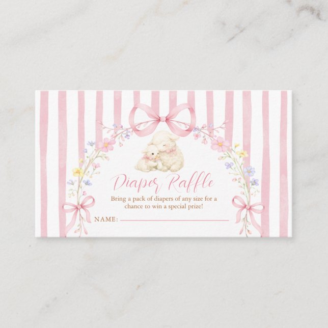Carte D'accompagnement Mignon bohème Un petit agneau Ruban rose Tirage au (Devant)