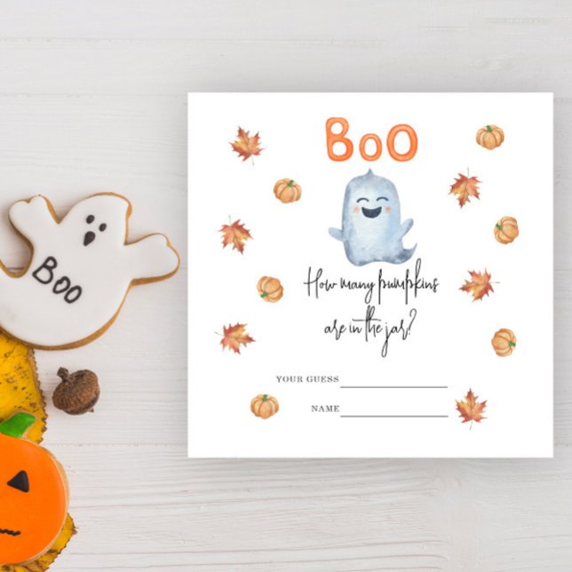 Carte D'accompagnement Mignon fantôme, Combien de baby showers citrouille (Créateur téléchargé)