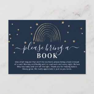 Carte D'accompagnement Mignonne Apportez un livre Baby shower Arc-en-ciel