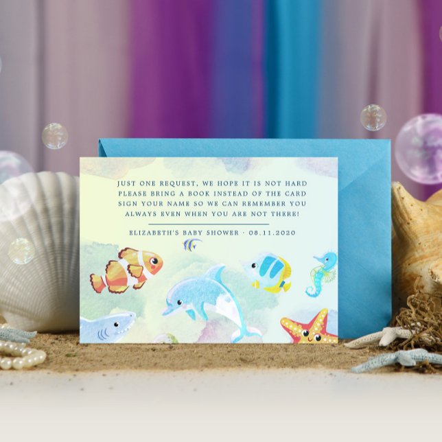 Carte D'accompagnement Mignonne sous le Baby shower d'aquarelle de mer (Créateur téléchargé)