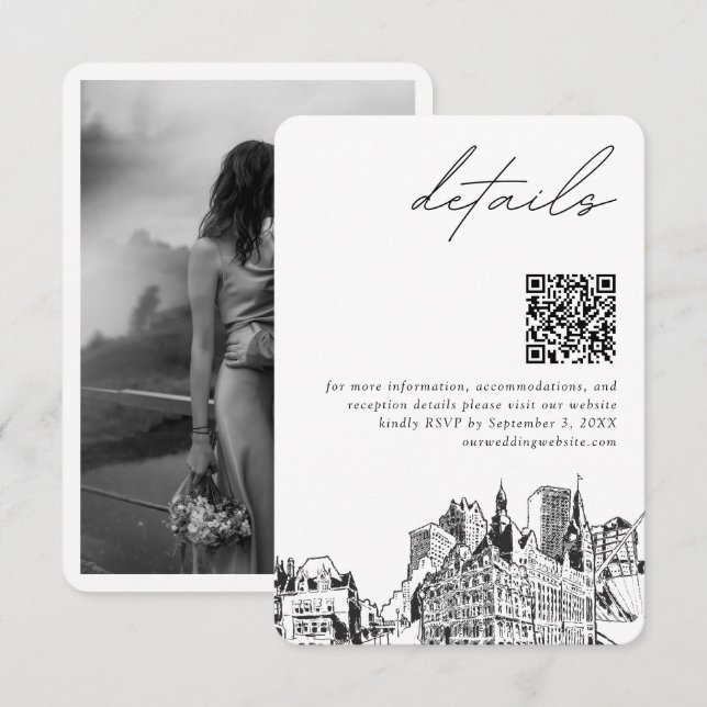 Carte D'accompagnement Milwaukee Mariage moderne Détails QR Code (Devant / Derrière)