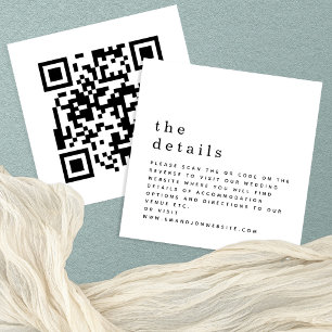 Carte D'accompagnement MINI code QR noir blanc Détails Mariage
