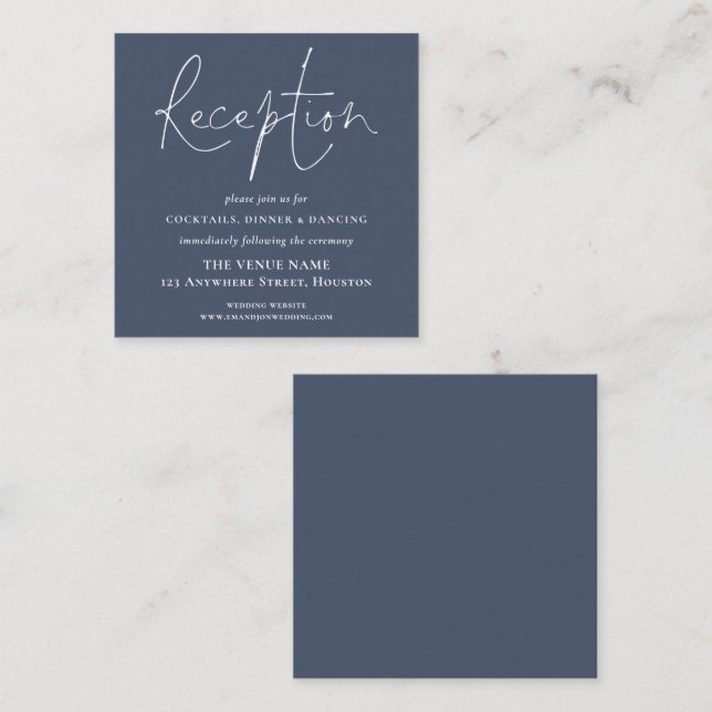 Carte D'accompagnement MINI Dusty Navy Blue Wedding Détails de la récepti (Devant / Derrière)