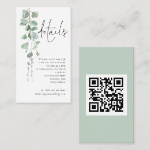 Carte D'accompagnement Mini Eucalyptus Script QR Code Détails du Mariage