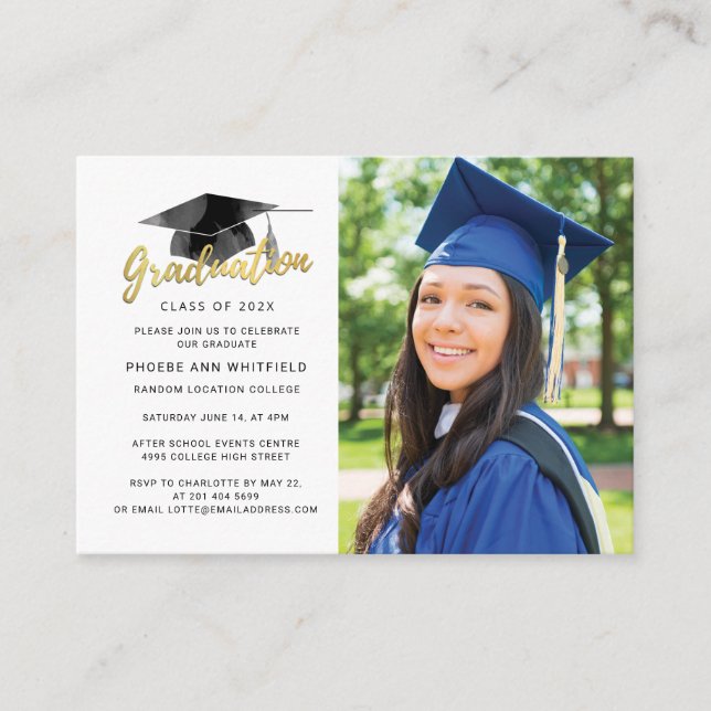 Carte D'accompagnement Mini Graduation Photo Moderne Grad Party Invitatio (Devant)