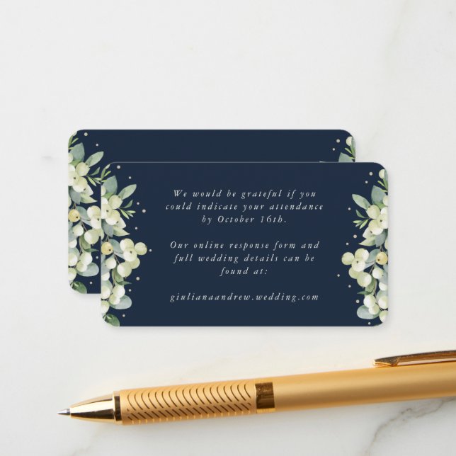 Carte D'accompagnement Mini Marine Snowberry+Eucalyptus Mariage en ligne  (Devant/Arrière en situation)