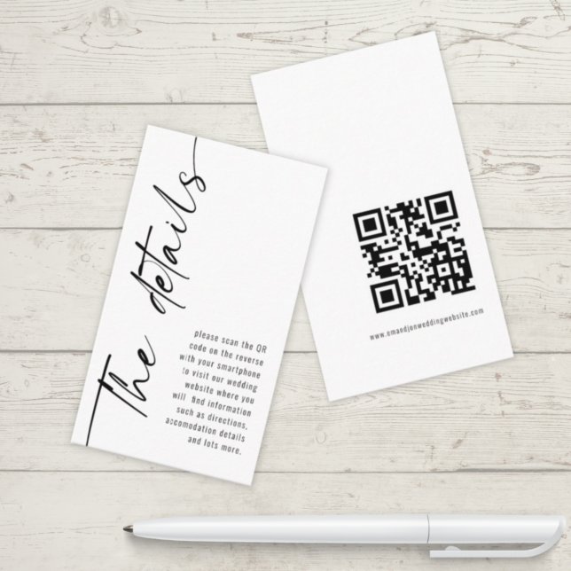 Carte D'accompagnement Mini Moderne Calligraphie QR Code Détails du Maria (Créateur téléchargé)