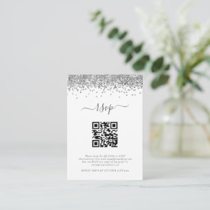 Carte D'accompagnement Mini Parties scintillant argent QR Code Mariage RS
