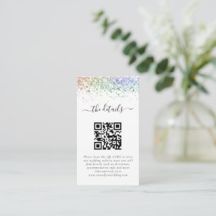 Carte D'accompagnement Mini Rainbow Parties scintillant QR Code Détails d