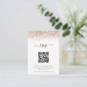 Carte D'accompagnement Mini Rose Parties scintillant or QR Code Mariage R