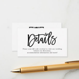 Carte D'accompagnement Mini script QR Code - Détails du Mariage