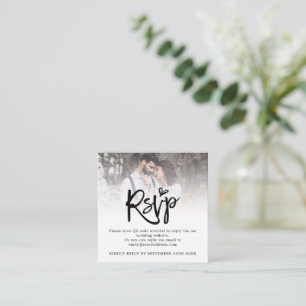 Carte D'accompagnement Mini Script QR Code photo Mariage RSVP Enclôture