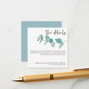 Carte D'accompagnement MINI SIZE Eucalyptus Informations sur le Mariage