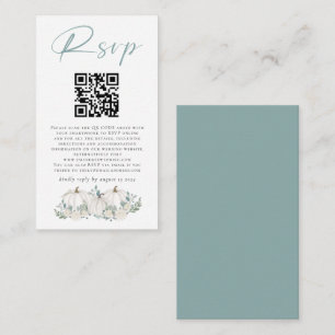Carte D'accompagnement Mini taille Citrouilles blancs QR Code Mariage RSV