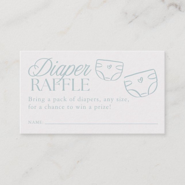 Carte D'accompagnement Minimal Blue Boy Baby Shower Diaper Raffle (Devant)