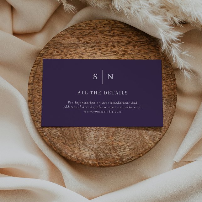 Carte D'accompagnement Minimal et chic | Détails pourpres (A colorful, classic purple wedding insert card you can use to share your wedding website and details)