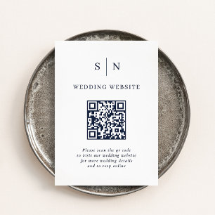 Carte D'accompagnement Minimal et chic   Mariage de code QR blanc et mari
