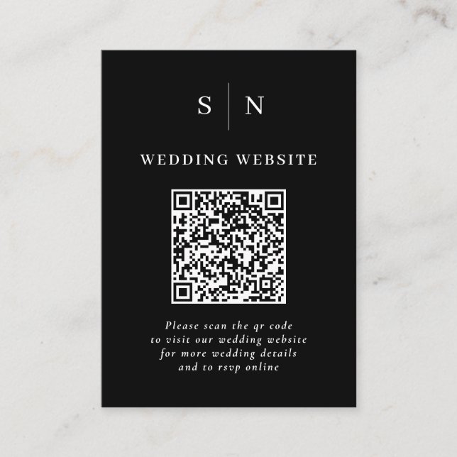 Carte D'accompagnement Minimal et chic | Mariage de code QR noir (Devant)