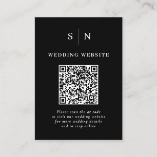 Carte D'accompagnement Minimal et chic Mariage de code QR noir