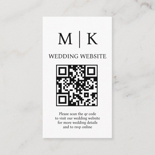 Carte D'accompagnement Minimal et chic | Mariage de code QR noir et blanc (Devant)