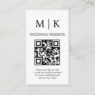 Carte D'accompagnement Minimal et chic   Mariage de code QR noir et blanc