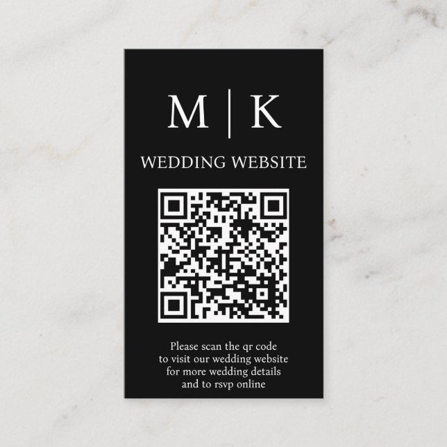 Carte D'accompagnement Minimal et chic | Mariage de code QR noir et blanc (Devant)
