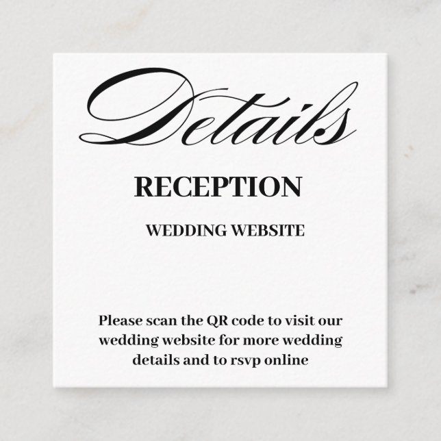 Carte D'accompagnement Minimal et chic | Mariage de code QR noir et blanc (Devant)