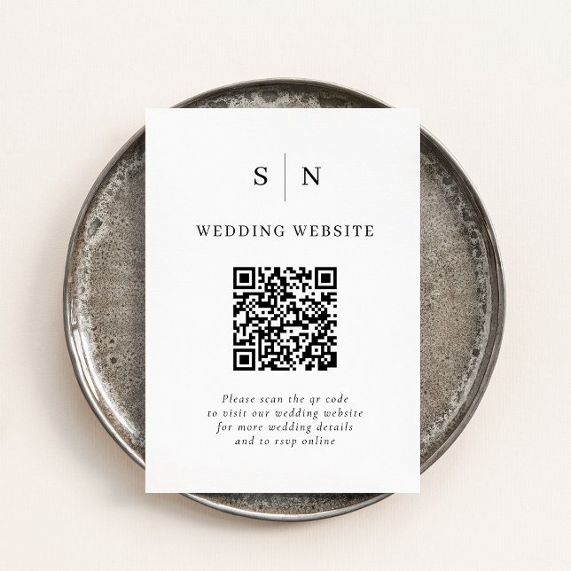 Carte D'accompagnement Minimal et chic | Mariage de code QR noir et blanc (Créateur téléchargé)