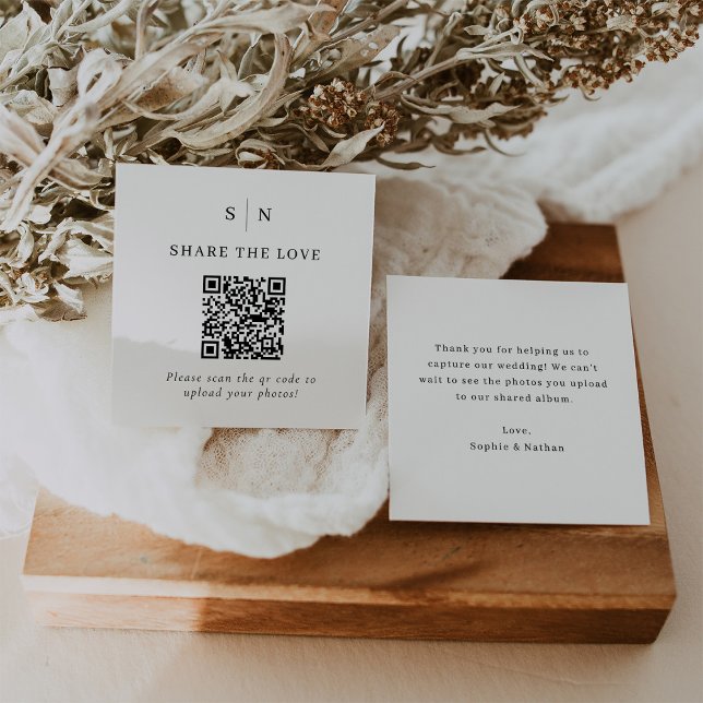 Carte D'accompagnement Minimal et chic | QR Code Mariage Partagez l'amour (Créateur téléchargé)