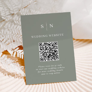 Carte D'accompagnement Minimal et chic Sage Green QR Code Mariage