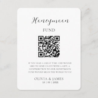 Carte D'accompagnement Minimal Honeymoon Fund Request QR Code Card